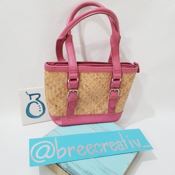 Etienne Aigner Handbags - Etienne Aigner Straw Handbag Pink B1